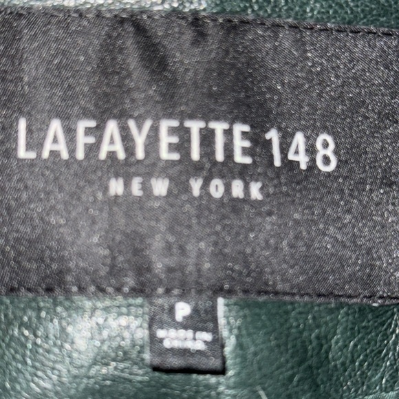 Lafayette 148 Hunter Green Cropped Leather Jacket - Picture 9 of 13